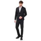 Savin Erkek Siyah Poliviskon Kumaşlı Mono Yaka Kapak Cepli Yarım Astar Slim Fit 2'li Takım Elbise Siyah 58/6
