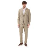 Savin Erkek Vizon Poliviskon Kumaşlı Mono Yaka Kapak Cepli Yarım Astar Slim Fit 2'li Takım Elbise Vizon 54/6