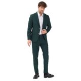Savin Erkek Yeşil Poliviskon Kumaşlı Mono Yaka Kapak Cepli Yarım Astar Slim Fit 2'li Takım Elbise Yeşil 50/6