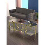 Savita Home Altın Dolunay Orta Sehpa 3'lü Set - 45 cm - Bendir-Gold