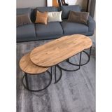 Savita Home Dolunay 3'lü Set Orta Sehpa - 45 cm - Ceviz
