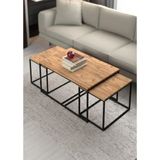 Savita Home Flora Orta ve Zigon-Yan Sehpa Seti - 43 cm - Atlantik Çam