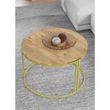 Savita Home Orta Sehpa Tekli Altın Lux Special - 70 Çap x 50 cm - Atlantik Çam-Altın