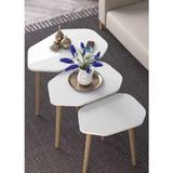 Savita Home Trio 3'lü Ahşap Zigon Sehpa - 51 cm - Beyaz