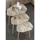 Savita Home Trio 3'lü Ahşap Zigon Sehpa - 51 cm - Efes