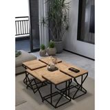 Savita Home V Lux 5'li Orta ve Zigon Sehpa Seti - 49 cm - Atlantik Çam