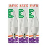 Şavk LED Ampul, 5,5W, 420Lm, 3000K Sarı Işık, E14 Duylu, 3 Adet