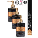 Savon De Royal Black Pearl Luxury Sıvı Sabun 500 ml 3 Adet | Portakal, Paçuli, Vanilya | Vegan, Nemlendirici