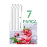 SAVORYHOME 6 Parça Şeffaf Cam Eğimli Pipet Ve Temizleme Fırçası Kokteyl Sunum Pipetleri Yıkanabilir şefaf