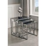 Sawoli Home Nova Gümüş Metal Ayak Füme Aynalı Zigon Sehpa