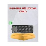 Sayarmarkt 10 Prizli Uzatma Kablosu Termal Koruma Usb Type-C Hızlı Şarj 2500W
