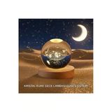 Sayarmarkt Dekoratif Led Kristal Küre Ahşap Altlıklı Şık Gece Lambası