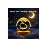 Sayarmarkt Yunus Figürlü Led Kristal Küre Ahşap Standlı Dekoratif Gece Lambası