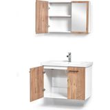 Saydam Banyo Nova 80 cm Alt Üst Banyo Dolabı Takımı (Granit Lavabo) - Ahşap
