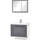 Saydam Banyo Yasmin 80 cm Alt Üst Banyo Dolabı Takımı (Granit Lavabo) - Antrasit