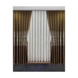 SAYDEMİR HOME Pano Fon Perde Kahverengi Damask Çiçek Desenli Fon Perde SIK PİLE 1/3 TEK KANAT