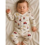 Saye Kids Traktör Desen Bebek Pijama Takımı - 18 – 24 AY - Beyaz