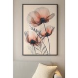 Sayetablo Abstract Gelincik - Gerçek Cama Baskı Siyah Alüminyum Metal Çerçeveli Tekli Modern Tablo