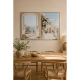 Sayetablo Aegean - Gerçek Cama Baskı Gold Alüminyum Metal Çerçeveli Ikili Modern Cam Tablo, Gold, 70 x 100
