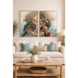 Sayetablo Amalfi Işıltısı - Gerçek Cama Baskı Gold Alüminyum Metal Çerçeveli Ikili Modern Cam Tablo, Gold, 60 x 90