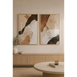 Sayetablo Aurum Terra - Gerçek Cama Baskı Gold Alüminyum Metal Çerçeveli Ikili Modern Cam Tablo, Gold, 70 x 100