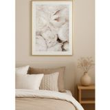 Sayetablo Beyaz Şakayık Çiçeği - Gerçek Cama Baskı Gold Alüminyum Metal Çerçeveli Tekli Modern Tablo
