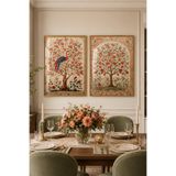 Sayetablo Botanical Elegance Duo - Gerçek Cama Baskı Gold Alüminyum Metal Çerçeveli Ikili Modern Cam Tablo, Gold, 40 x 60