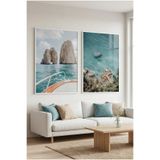 Sayetablo Brilliance - Gerçek Cama Baskı Beyaz Alüminyum Metal Çerçeveli Ikili Modern Cam Tablo, Beyaz, 40 x 60