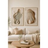 Sayetablo Floravia - Gerçek Cama Baskı Gold Alüminyum Metal Çerçeveli Ikili Modern Cam Tablo, Gold, 40 x 60