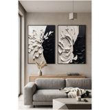 Sayetablo Midnight Tide - Gerçek Cama Baskı Siyah Alüminyum Metal Çerçeveli Ikili Modern Cam Tablo, Siyah, 50 x 70