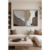 Sayetablo Terrain - Gerçek Cama Baskı Siyah Alüminyum Metal Çerçeveli Ikili Modern Cam Tablo, Siyah, 40 x 60