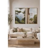 Sayetablo Yol, Yelken Ve Gün Işığı - Gerçek Cama Baskı Gold Alüminyum Metal Çerçeveli Ikili Modern Cam Tablo, Gold, 40 x 60