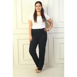 Saygı Giyim Yanları Lastikli Ithal Krep Büyük Beden Pantolon - Siyah - 4XL