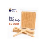 SaygılıOfis 50 Adet Dar Dil Çubuğu Ahşap Küçük Abeslang Dondurma Dil Basma Ağda Çubuk