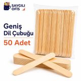 Saygılıofis 50 Adet Geniş Dil Çubuğu Ahşap Büyük Abeslang Dondurma Dil Basma Ağda Çubuk