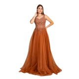 SAYGIN GİYİM 327 Dama Sim Baskılı Bel Saçaklı Tül Nişanlık