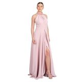 SAYGIN Halter Yaka Taş Detaylı A Kesim Abiye Elbise, 38, 81992025619, Pudra, Kadın