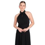 SAYGIN Halter Yaka Taş Detaylı A Kesim Abiye Elbise, 38, 81992025619, Siyah, Kadın