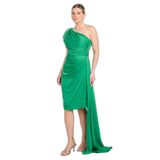 Saygın Tek Omuz Detaylı Yandan Kuyruklu Abiye Elbise, 81992023474