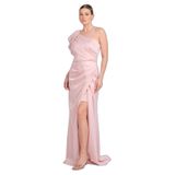 Saygın Tek Omuz Saten Maxi Abiye Elbise, 81992025643