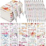 Sayglossy 60 takım ispanyolca hıristiyan hediye kadınlar için İncil ayet dizüstü tükenmez kalem çiçek motivasyon ilham verici kutsal Regalos Cristianos Para Mujer En Español kilise Vbs Sundy okul