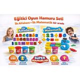 SAYICI Kids 2’li Eğitici Oyun Hamuru Seti – Ilk Alfabem + Ilk Matematik |zeka Geliştirici Harf Sayı Kalıpları - Çok Renkli