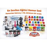 SAYICI Kids 2’li Ekonomik Eğitici Oyun Hamuru Seti |satranç + Alfabe Harf Kalıpları | 3+ Yaş Zeka Geliştirici - Çok Renkli