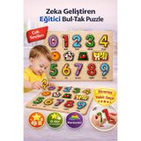 Sayıcı Kids Ahşap Sayılar Bul-Tak Puzzle – Eğitici Oyuncak | Montessori Zeka Geliştirici Renkli Rakam Seti