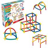SAYICI Kids Eğlenceli Bambu Çubuklar 200 Parça | +3 Yaş Yaratıcı Stem Yapı Seti | Esnek Inşaat Parçaları - Çok Renkli