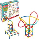 SAYICI Kids Eğlenceli Bambu Çubuklar 300 Parça | +3 Yaş Yaratıcı Stem Yapı Seti | Esnek Inşaat & Mimari Oyun - Çok Renkli