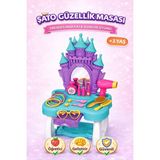 SAYICI Kids Prenses Şato Güzellik Masası | Aynalı Makyaj Oyuncak Seti +3 Yaş | Çocuk Kuaför Oyunu - Çok Renkli