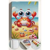 Sayılarla Boyama Çerçeveli Hobi Seti Numaralı Tuval Fırça Boya Dahil Kasnaklı 40X50 cm Bebek Yengeç