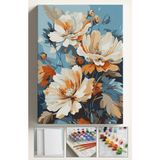 Sayılarla Boyama Çerçeveli Hobi Seti Numaralı Tuval Fırça Boya Dahil Kasnaklı 40X50 cm ÇİÇEK002