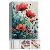 Sayılarla Boyama Çerçeveli Hobi Seti Numaralı Tuval Fırça Boya Dahil Kasnaklı 40X50 cm Kaldırımçiçeği